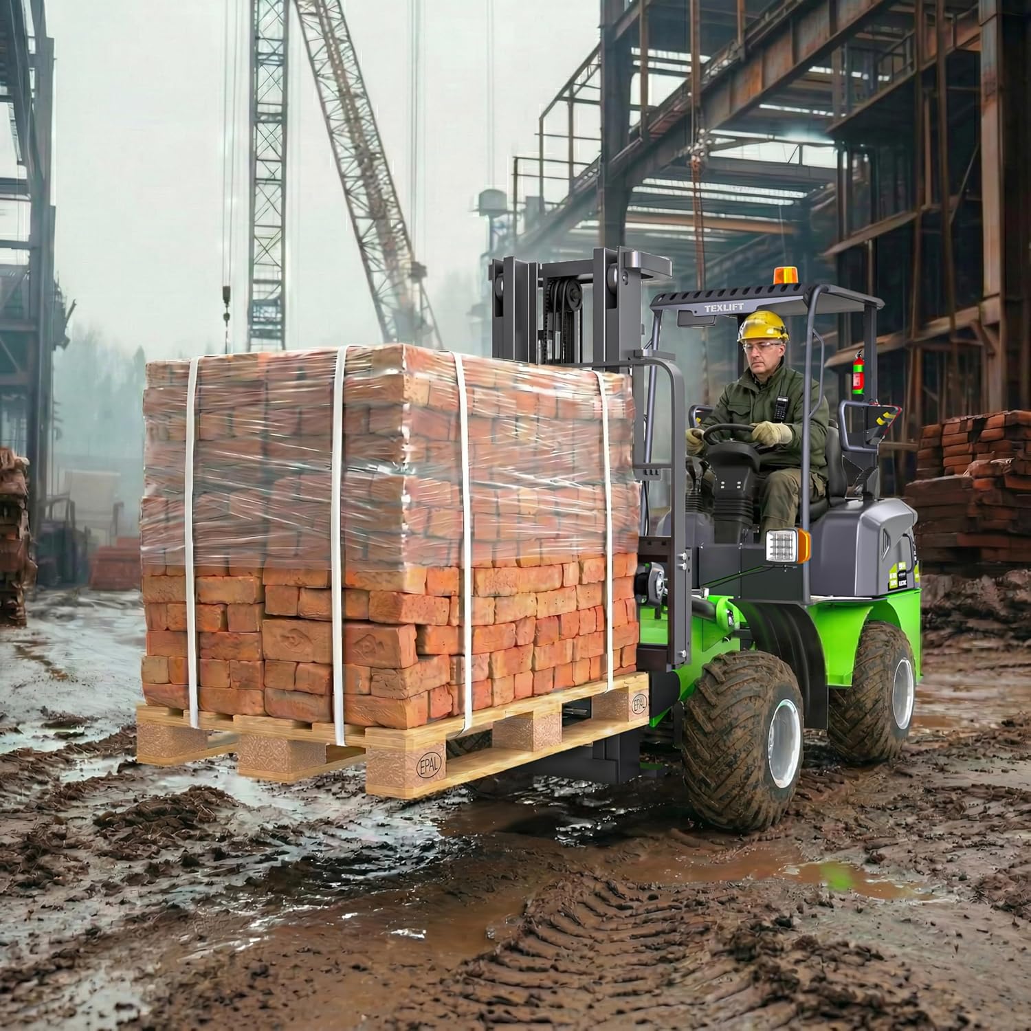 TEXLIFT all terrain electric forklift review,best off road electric forklift,TEXLIFT 4wd forklift pros cons,lithium battery forklift worth buying,industrial material handling electric lift truck,2650 lb capacity outdoor forklift performance testing and real-world results